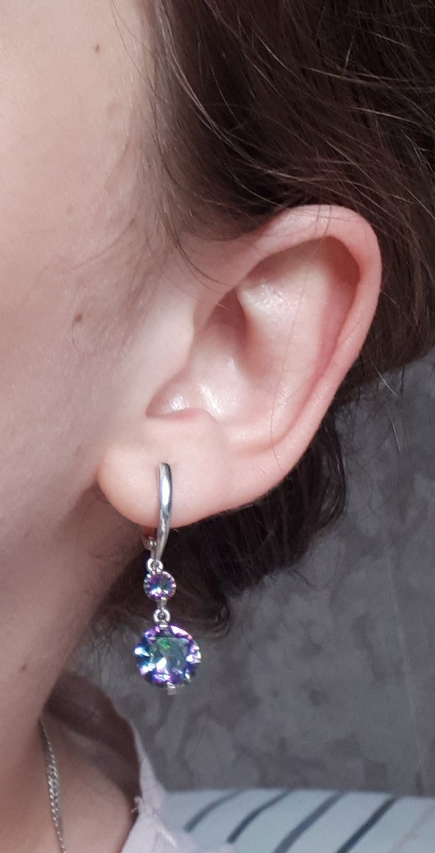 Серебряные серьги с цирконием и кубическими циркониями 23С0086Д_020 ...