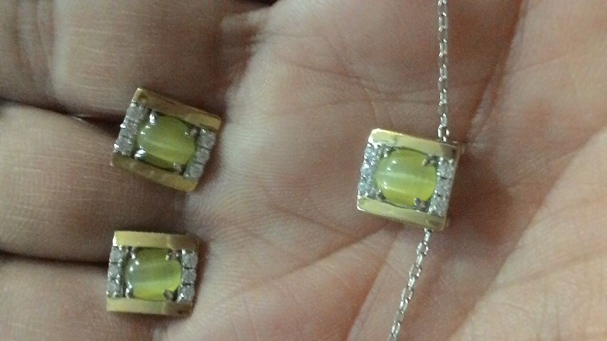 Серебряные серьги с кошачьим глазом SUNLIGHT: белое и жёлтое серебро ...