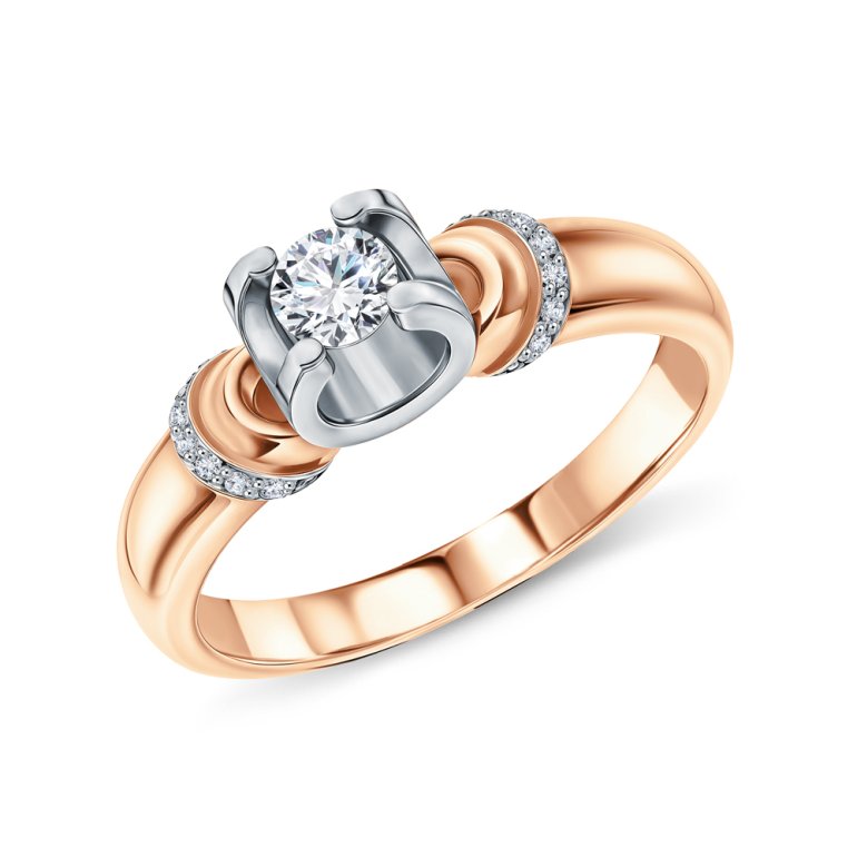 Золотое кольцо с бриллиантами природными